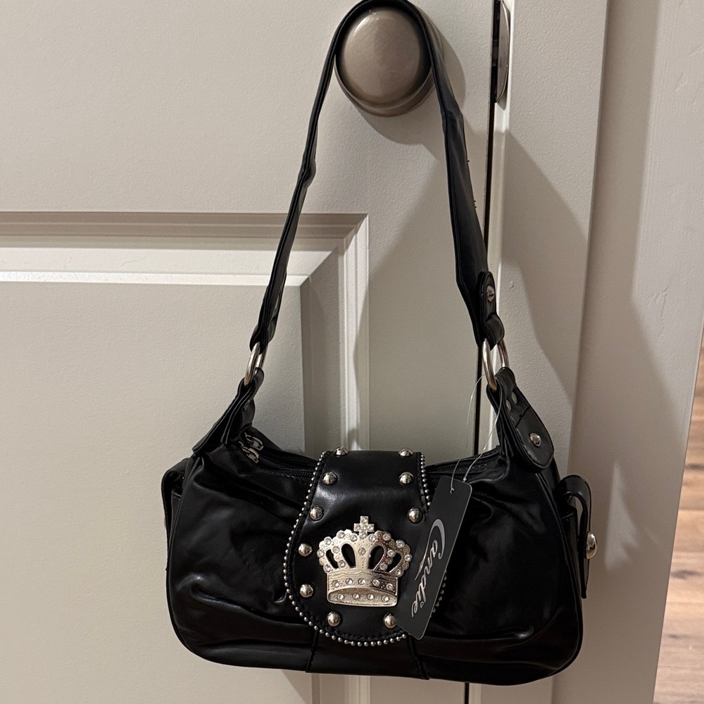 Black Handbag with crown design NWT